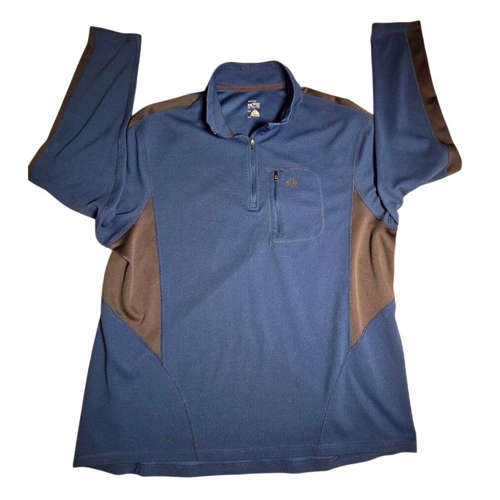 Nike ACG Fit Dry Quarter Zip Pullover Blue Brown XXL Mens Textured Top ‎ 944